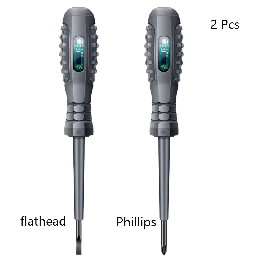 Non-Contact Voltage Tester Screwdriver - AC Electrical Test Pen with Red & Green Indicator Lights (70–600V)
