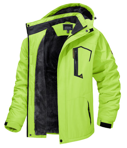 Men’s Fleece Lined Mountain Jacket - Removable Hooded Winter Ski, Snowboard and Hiking Parka Coat