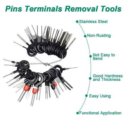 11/18/26-Pcs Car Terminal Removal & Repair Tool Kit – Electrical Wiring Crimp Connector Pin Extractors for Automotive Plugs