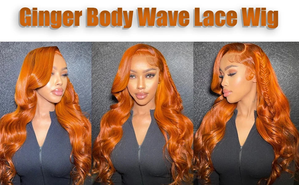 30-40 Inches Ginger Orange Water Wave 13x4 HD Lace Frontal Wig – Glueless Body Wave Human Hair, 13x6 Lace Front Wig