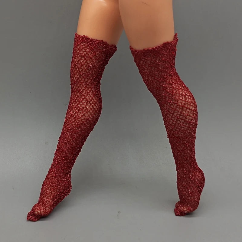 25CM Winter Doll Fishnet Stockings – Rainbow Striped Socks for Dolls, Girls’ Christmas Gift