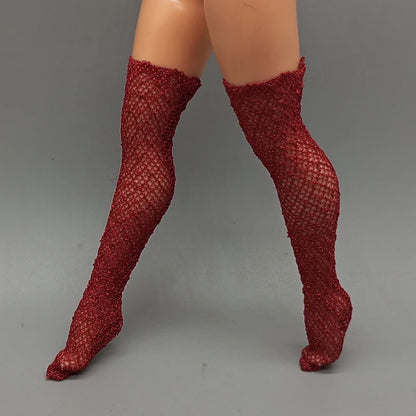 25CM Winter Doll Fishnet Stockings – Rainbow Striped Socks for Dolls, Girls’ Christmas Gift