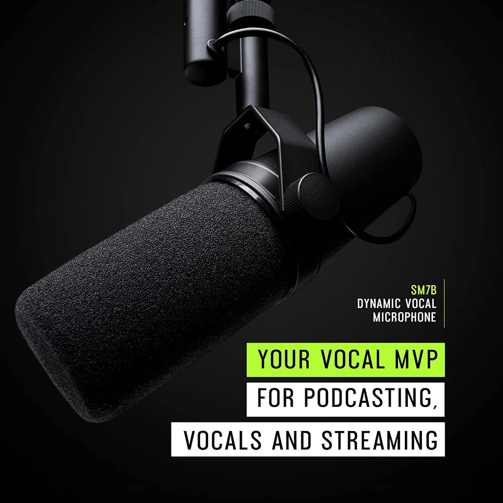 Professional Dynamic Microphone – Selectable Frequency Response Mic for Studio Recording & Performance Vocals, Compatible with Shure SM7B