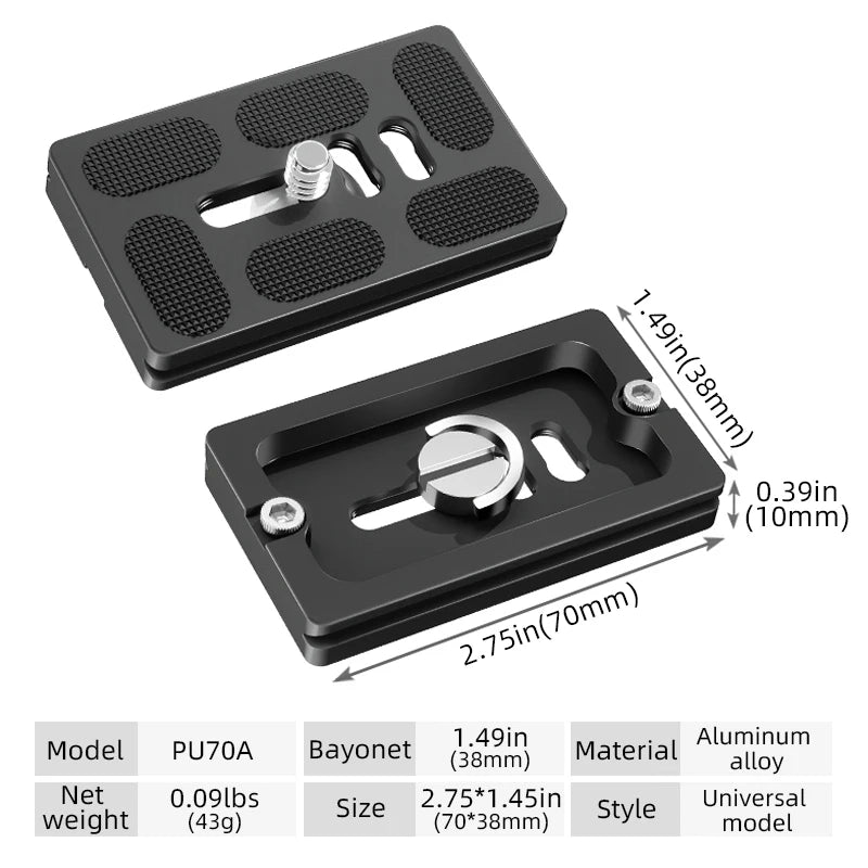 BEXIN Universal Aluminum Alloy Quick Release Plate – 1/4" Screw Tripod Mount Adapter for Arca Swiss & Benro Ball Head Cameras