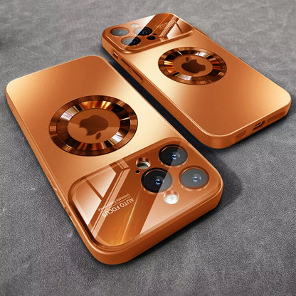 Luxury Glass MagSafe iPhone Case - Magnetic Wireless Charging Cover with Camera Protection & Shockproof Design