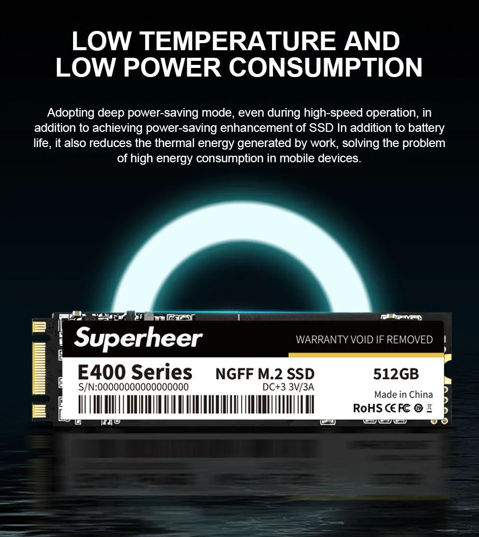 SUPERHEER M.2 SATA SSD – 512GB SATA3 Solid State Drive, 128GB/256GB/1TB/2TB NGFF 2280 Hard Disk for Laptop & Notebook