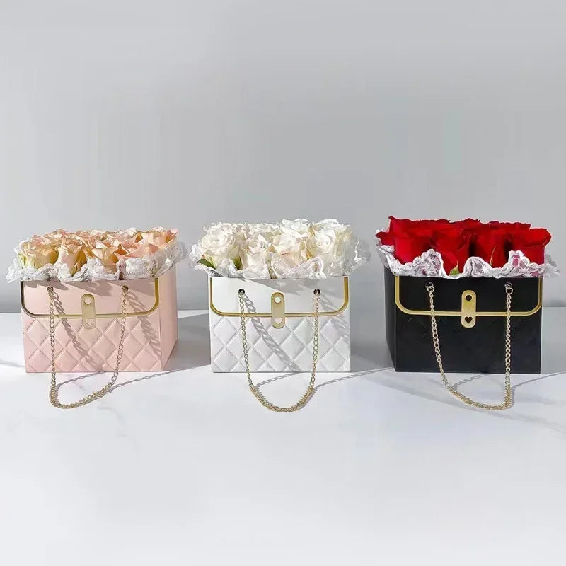 Flower Box Rose Packaging – Portable Gift Box for Valentine’s Day, Birthday, Party, Candy & Cake Wrapping