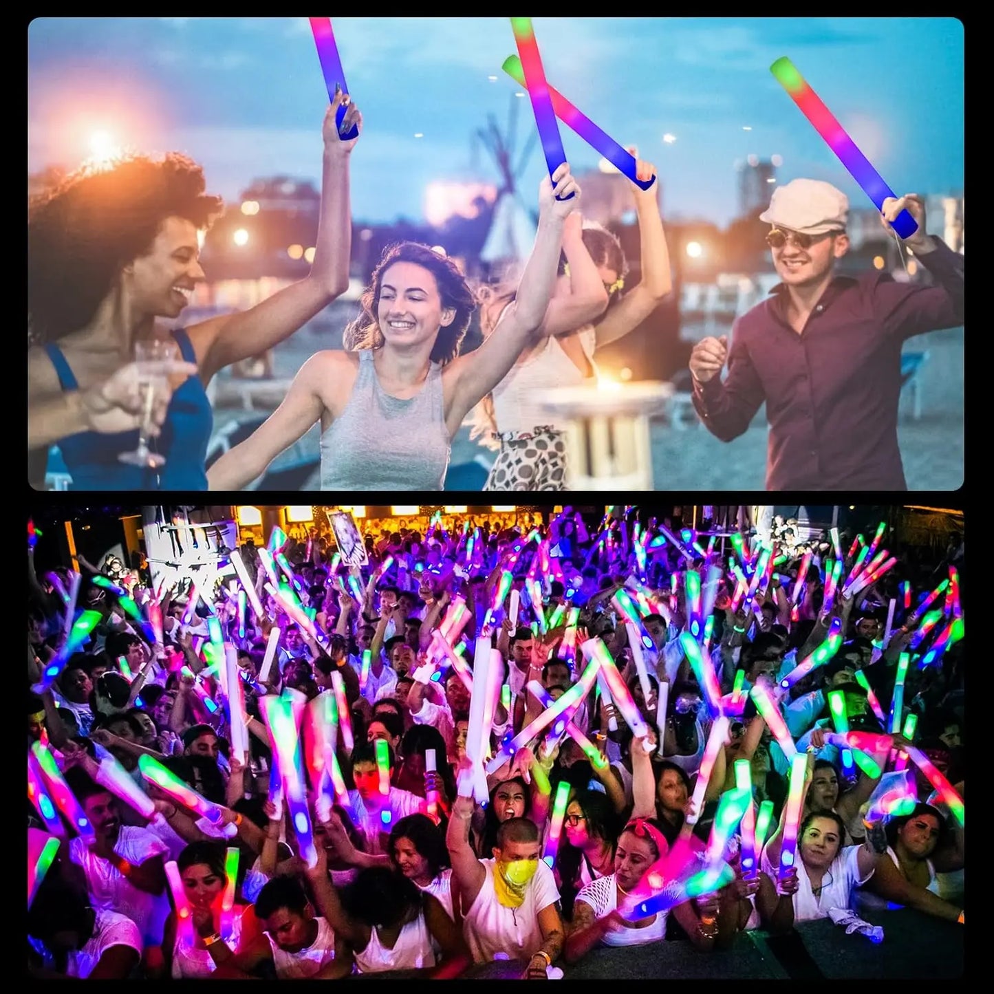 30 Pcs LED Foam Glow Sticks – White Light Flashing Cheer Batons for Wedding & Party Supplies, Glow in the Dark