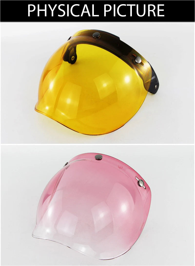 Motorcycle Helmet Bubble Visor – Anti-Fog UV Protection HD Lens for Retro Open Face Helmets
