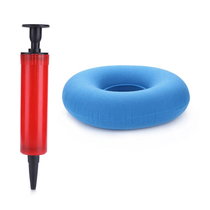 35cm Inflatable Hip Support Cushion – Medical Hemorrhoid Donut Seat Pad with Pump, Anti-Bedsore Round Massage Pillow