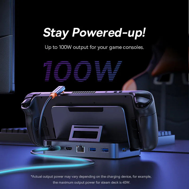 Baseus 6-in-1 USB-C Docking Station Hub — 4K HDMI, Gigabit Ethernet, USB 3.0 | Compatible with Steam Deck & Nintendo Switch