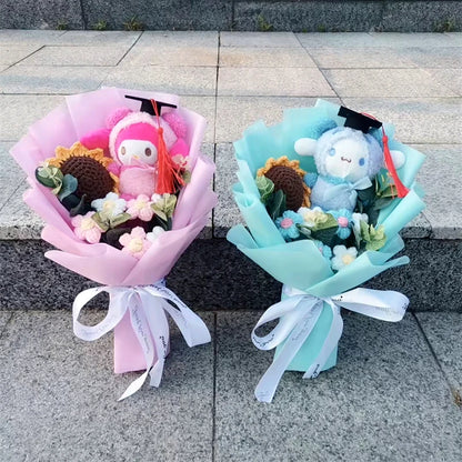 Sanrio Plush Sunflower Bouquet — Hello Kitty, Kuromi, My Melody & Cinnamoroll Gift