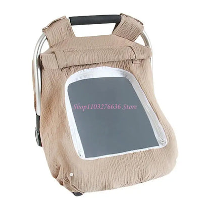 Infant Car Seat Canopy - Breathable Stroller Cover with Window Windproof Baby Sunshade for Boys and Girls