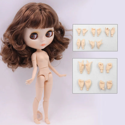 ICY DBS Blythe 1/6 BJD Doll - 30cm Jointed Body with White Skin & Shiny/Matte Face