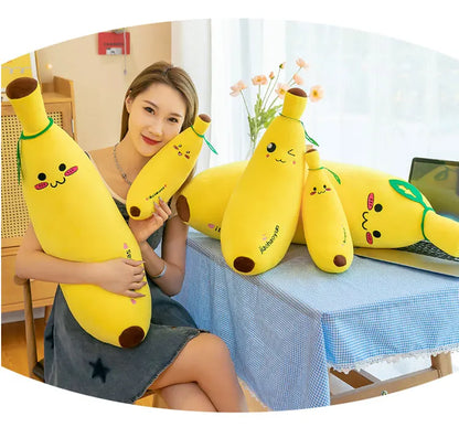 Banana Long Throw Pillow – Cute Super Soft Plush Leg Hug Doll for Bed, Perfect Girl Plush Toy