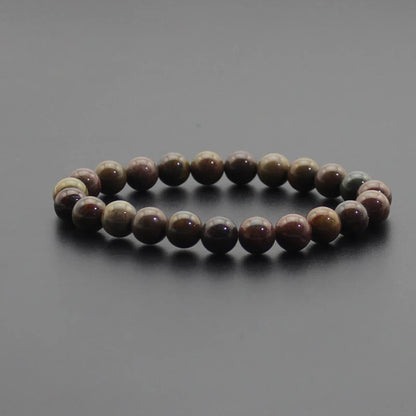 8mm Natural Stone Beaded Bracelet - Black Onyx Lava Tiger Eye Agate Quartz Chakra Yoga Energy Jewelry for Men & Women
