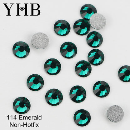 YHB Cold Fix Crystal Flatback Rhinestones - Silver Back Non Hotfix DIY Gems for Nail Art, Bags, Shoes, Garments & Phone Decoration