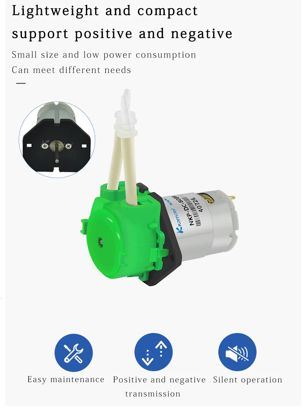 Kamoer DC 12V/24V Dosing Pump - Peristaltic Pump with Connector for Arduino, Aquarium, Lab & DIY Liquid Applications
