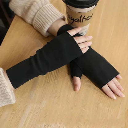 Women’s Winter Velvet Half Finger Gloves – Warm German Plush Open Finger Tele Finger Gloves for Autumn & Winter (1/2 Pairs)