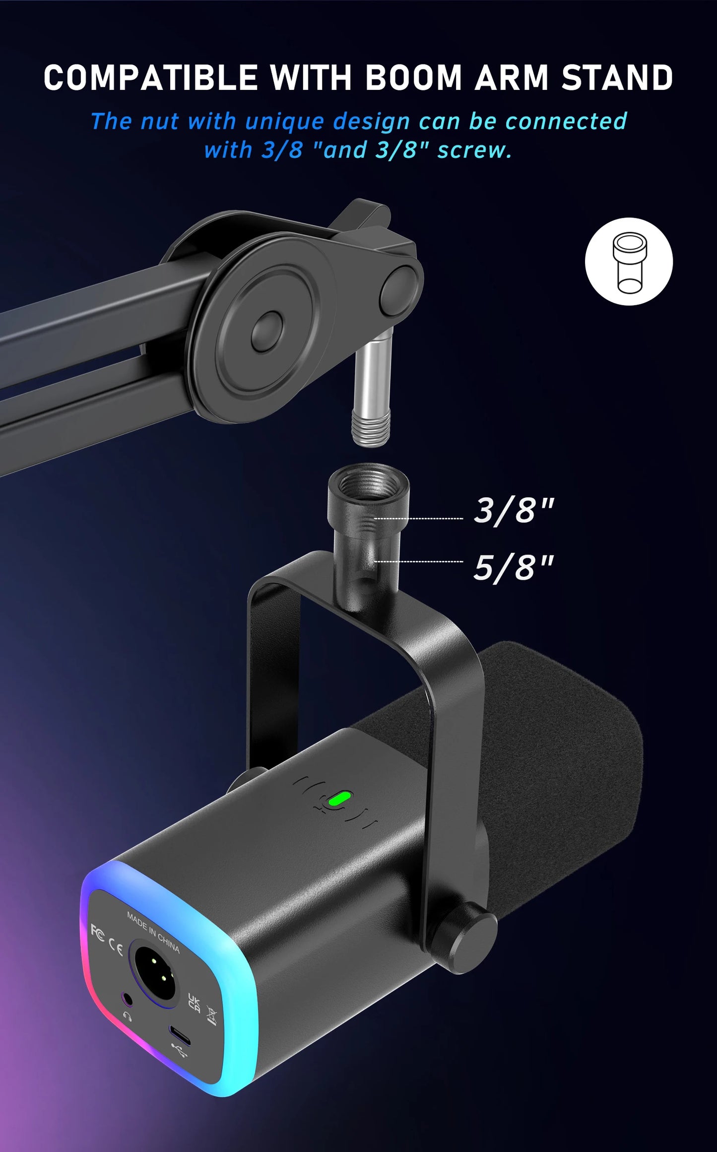 FIFINE AM8 USB/XLR Dynamic Microphone with Touch Mute, Headphone Jack & I/O Controls for PC, PS5/PS4, Gaming & Mixer
