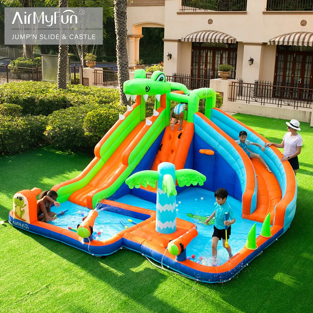 AirMyFun Jungle Inflatable Bouncer with Slide – Kids Bouncy House Jumping Castle Combo Outdoor Inflatable Play Center for Parties & Fun