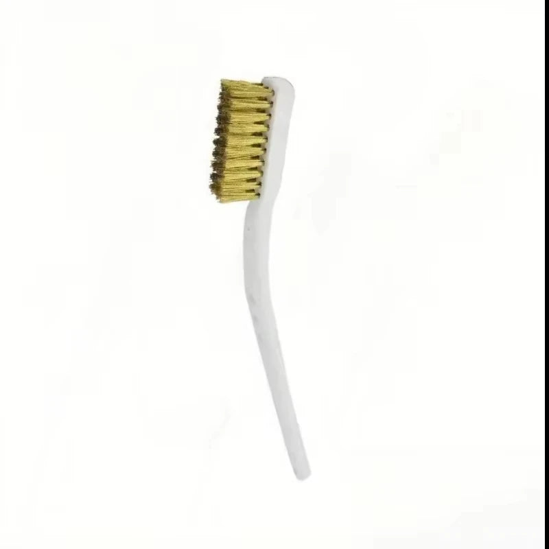 Mini Brass Wire Brush Set - Copper Plated Metal Cleaning Tool for Rust Removal Paint Stripping & Polishing