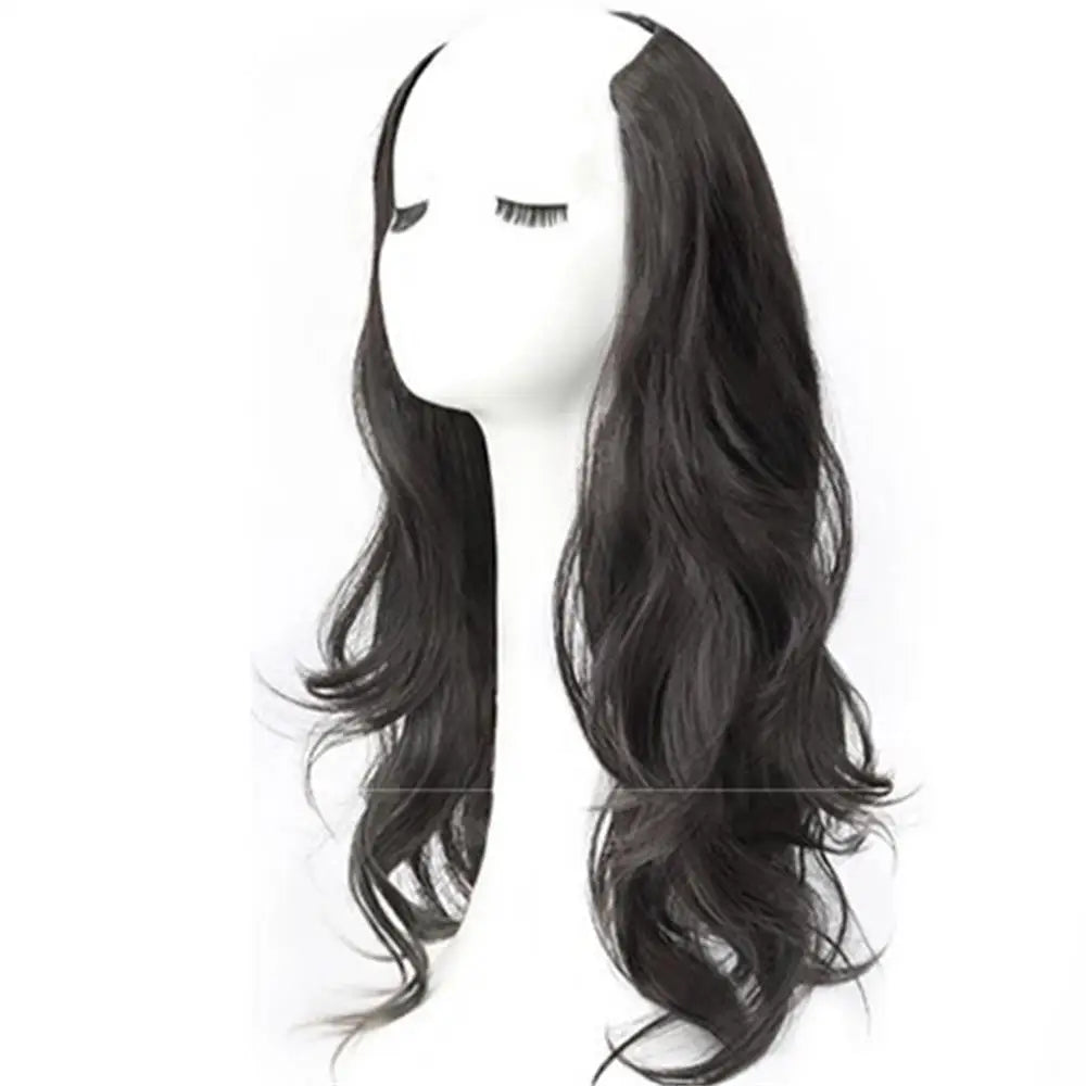 Synthetic Long Curly V-Shaped Wig – Seamless, Voluminous Hair Extension for Women