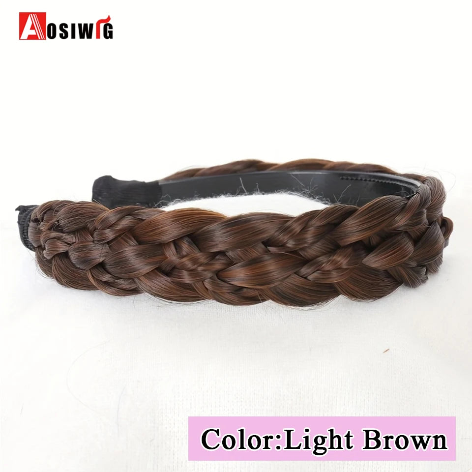 Synthetic Fishbone Braided Headband – Bohemian Plaited Hairpiece for Women Hairstyling
