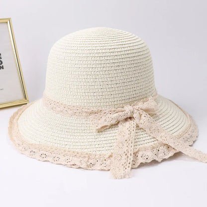 Women’s Summer Bow Ribbon Panama Hat – Beach Straw Cap Bonnet, Stylish Sun Hat for Women