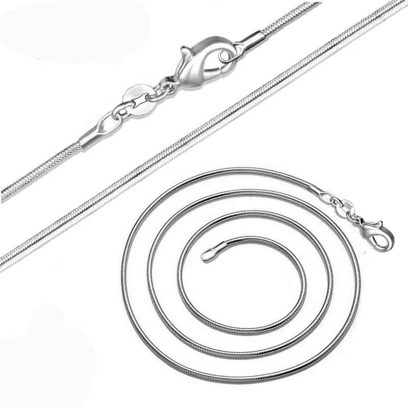 1MM 925 Sterling Silver Snake Chain Necklace – High-Quality Fashion Jewelry for Men & Women
