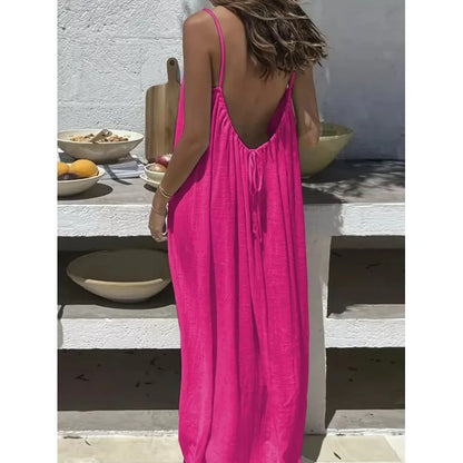 Women Strapless Backless Maxi Dress - Loose Comfortable Casual Home Sleepwear Long Dress