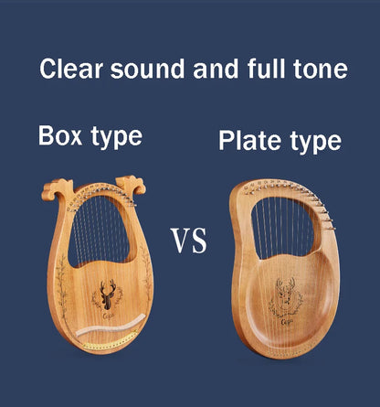 16/21/24-String Lyre Harp – Mahogany Wood Stringed Musical Instrument with Tuning Wrench & Spare Strings