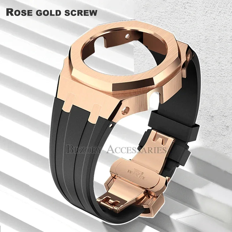 GEN4 Casioak GA2100 Mod Kit – Stainless Steel Case, Bezel, and Rubber Strap Replacement for G-SHOCK GA2100/GA2110
