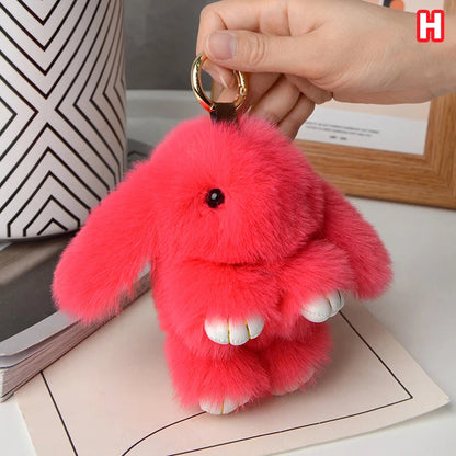 15cm Rabbit Fur Keychain - Fluffy Bag Charm, Car Key Pendant & Gift Accessory for Women