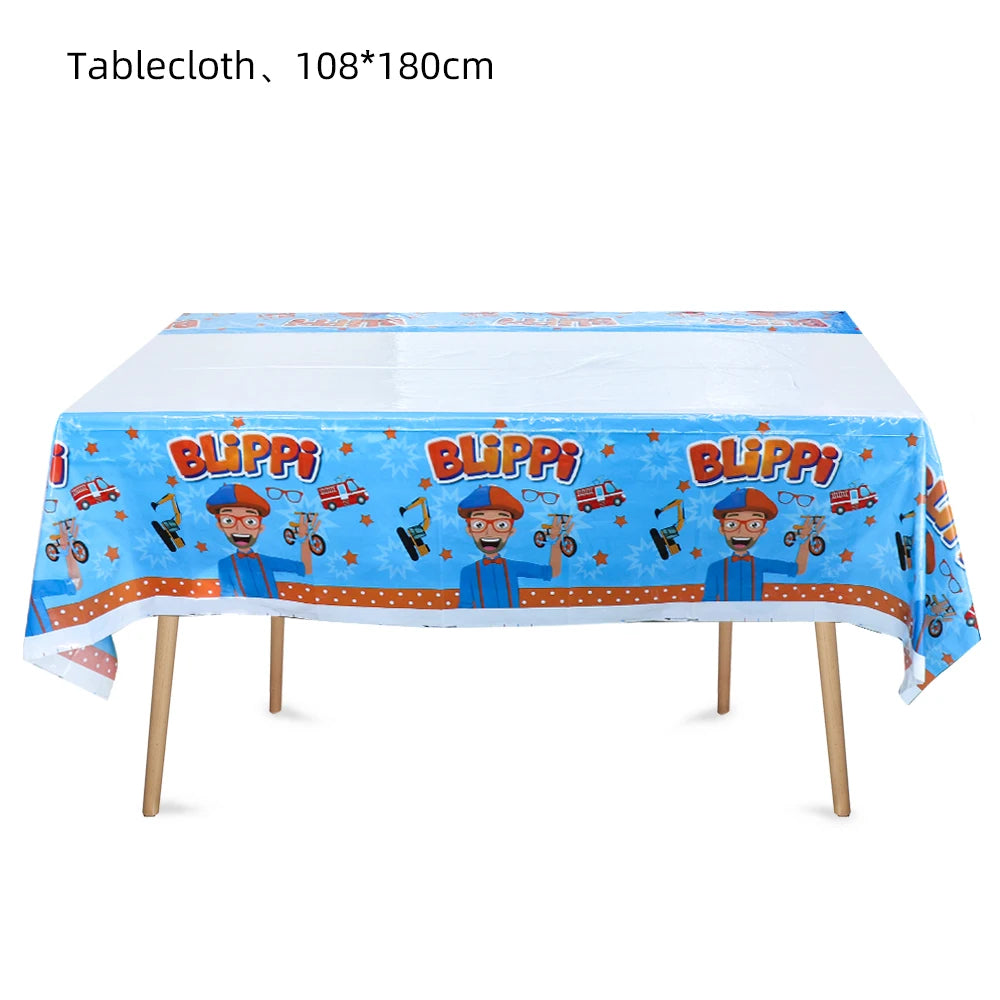 Happy Birthday Party Supplies Set — Cartoon Movie Theme Flag Banner, Paper Tableware, Latex Balloons & Cake Topper Decoration