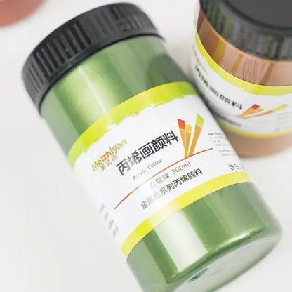 60/100ml Golden Acrylic Paint – Metal Pearlescent Waterproof Non-Fading Gypsum Glue for DIY Hand Painting