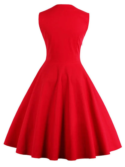 Women’s Vintage 50s/60s Polka Dot Swing Dress S–5XL – Sleeveless Summer Party Dress Elegant Casual Tunic Style