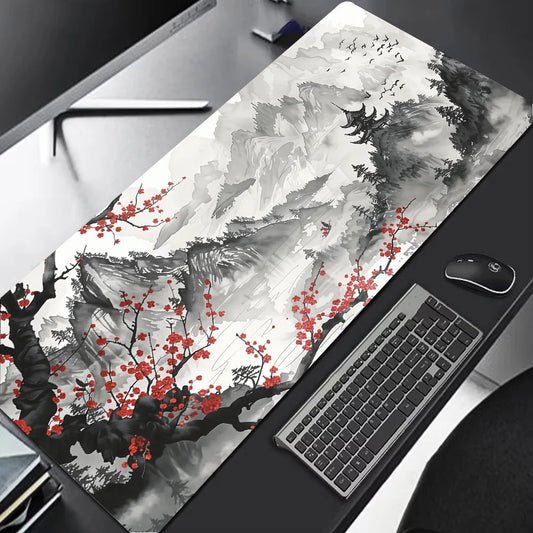 Sakura Scenery Large Anti-Slip Rubber Gaming Mouse Pad – Durable Thick Seam Edge Desk Mat for Office & Gaming