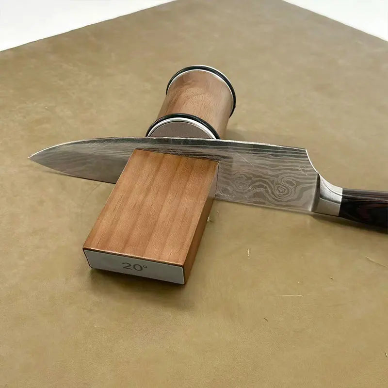 Rolling Knife Sharpener & Magnetic Holder – Diamond Sharpening Stone Kit with 15° and 20° Angle Rollers for Kitchen