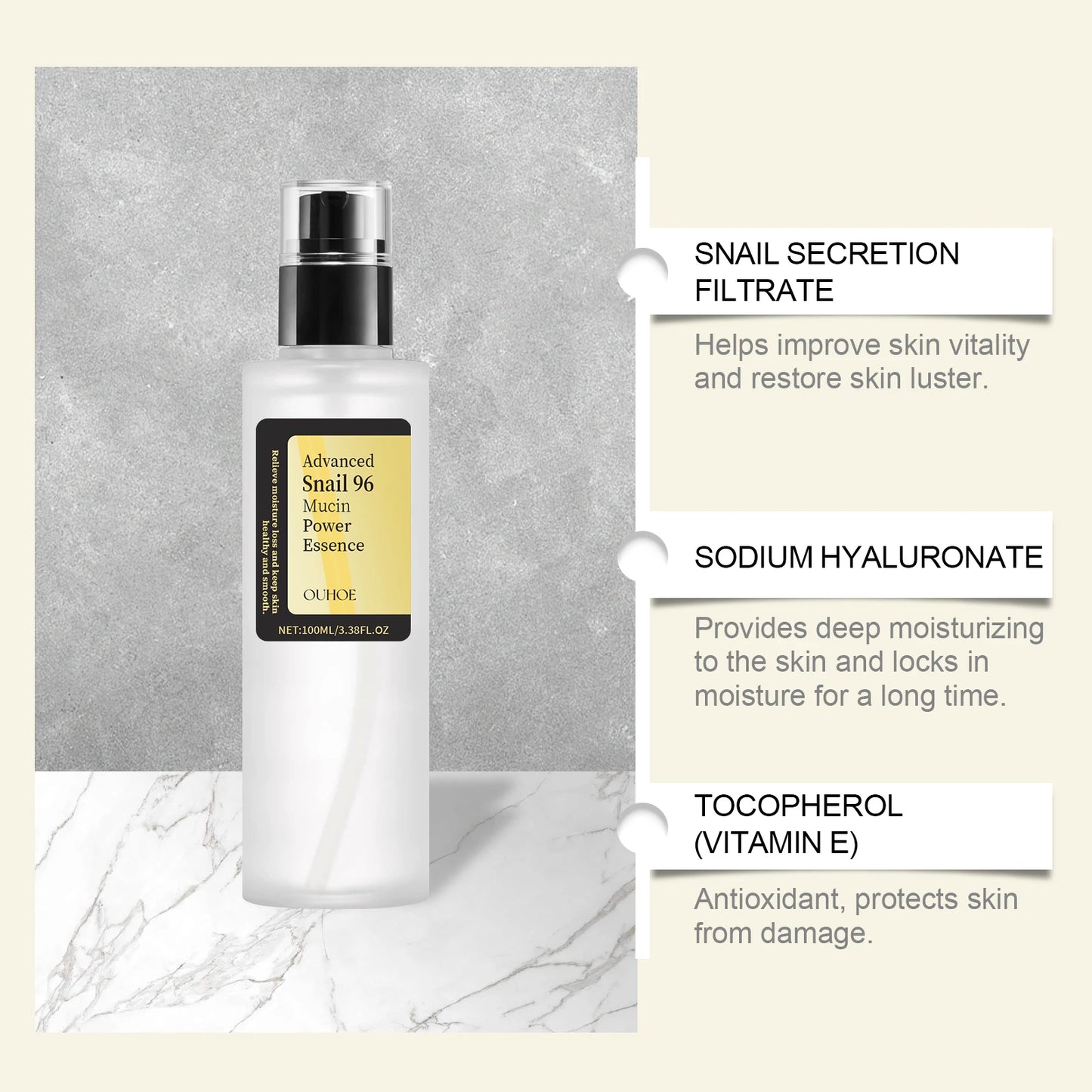 Ouhoe Snail Collagen Face Cream — Moisturizing, Lifting & Firming Korean Skincare