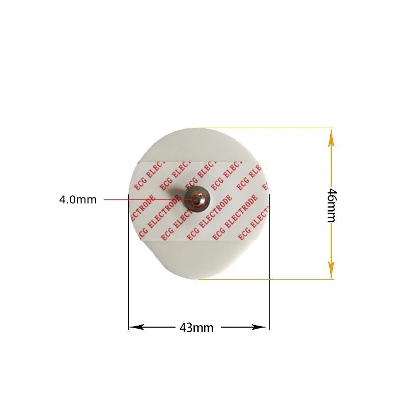 50-Pack Disposable ECG Electrodes — 43×46mm Non-Woven Medical Electrode Pads for EKG Accessories