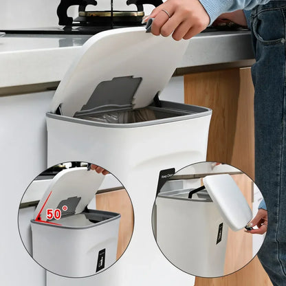 Wall-Mounted Kitchen and Bathroom Garbage Bin with Lid - Available in 7L and 9L Sizes, Ideal for Storage and Waste Management