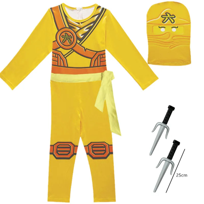 Kids Ninja Cosplay Costume Jumpsuit Set – Halloween & Christmas Party Outfit, Street Ninja Anime Samurai Suit