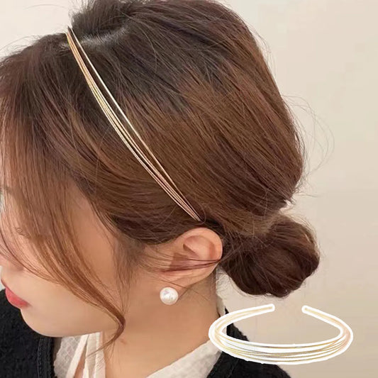 Thin Gold Multilayer Headbands: Women's Alloy Hair Hoop with Double Root Design - Smooth Hair Accessories for a Stylish Look
