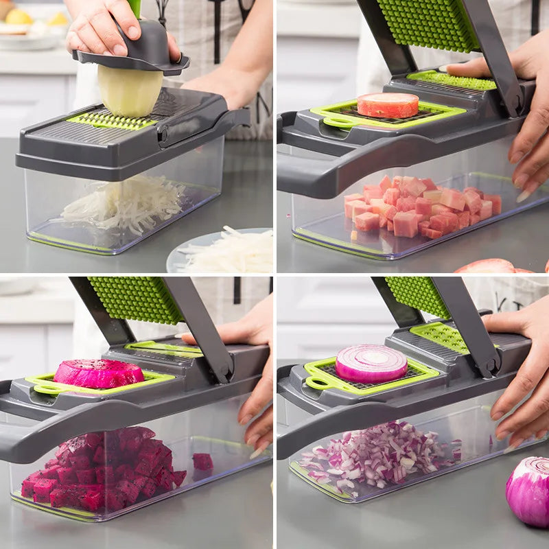14/16-in-1 Multifunctional Vegetable Chopper | Onion Chopper | Kitchen Slicer Dicer Cutter | Food Grater | Easy Handle Design