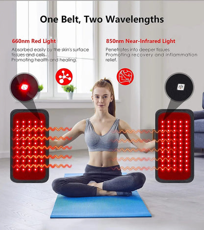 60 LEDs Red and Infrared Light Therapy Belt - 850nm and 660nm for Full Body Slimming, Fat Burning Waist Heat Pad