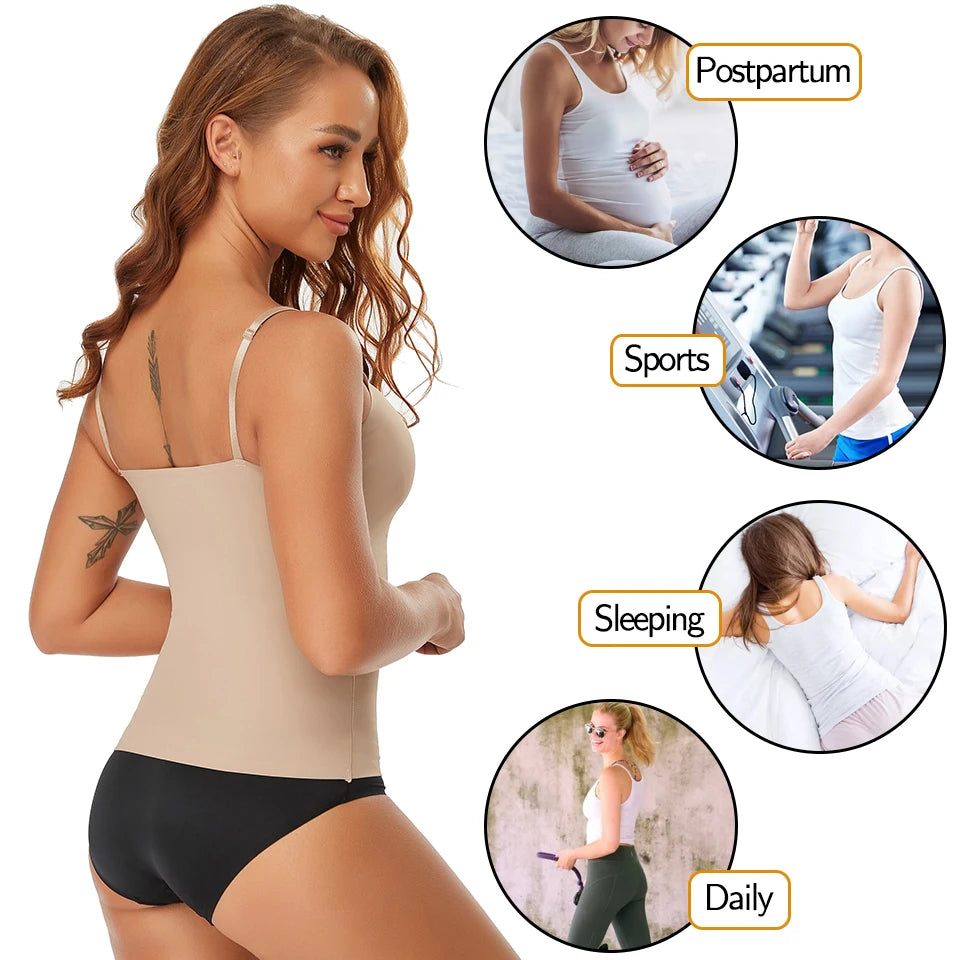 Women’s Tummy Control Shapewear - Smooth Body Shaping Camisole Tank Tops, Plus Size Slimming Seamless Compression Shaper