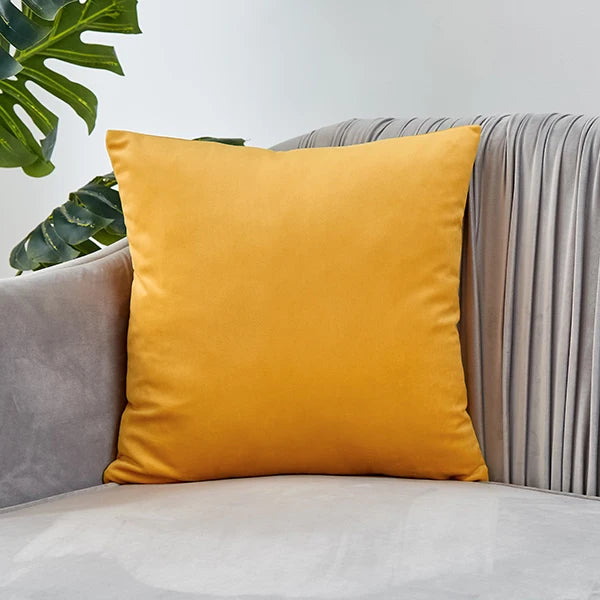 Velvet Pillow Cover 40x40 cm – Decorative Cushion Case for Living Room Sofa, Home Decor in Yellow, Green & Blue