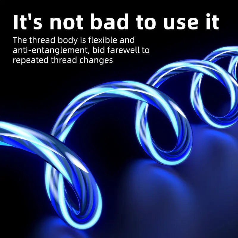 3-in-1 Glowing LED Light Fast Charging Micro USB Type C Cable: For iPhone, Samsung, Xiaomi, Redmi Phone Charger - USB Cable