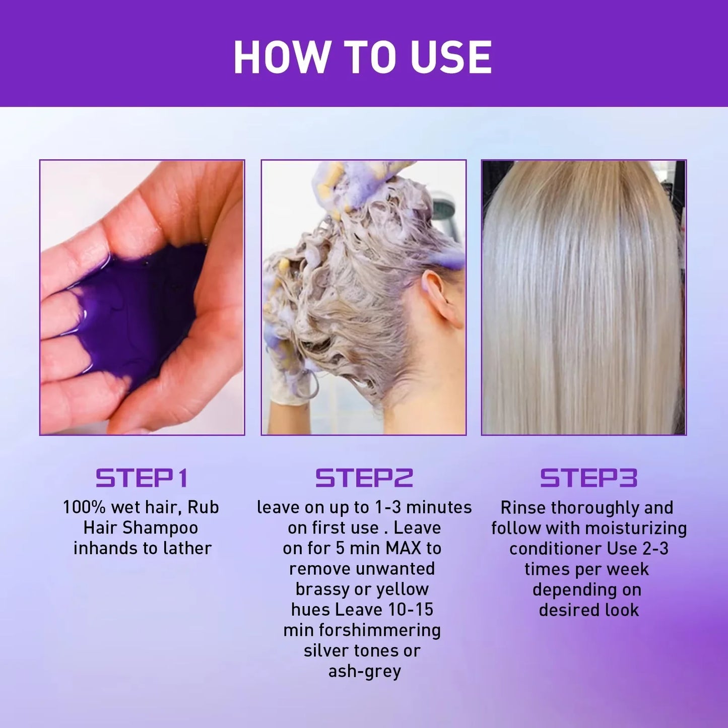300ml Purple Color Fixing Shampoo – Long-Lasting Hair Dye, Gray Coverage, Fade Yellow After Bleach, Non-Irritating Hair Care